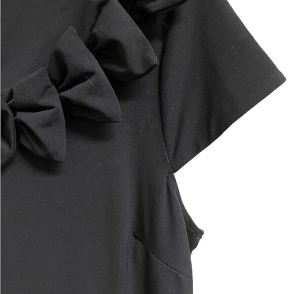 Black Cap Sleeve Dress with Bow Neckline Embellishments by Forever - Picture 6 of 8